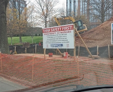 Exterior-grade MDO construction onsite signs
