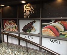 Window graphics with food photography