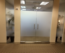 frosted vinyl on office entrance glass